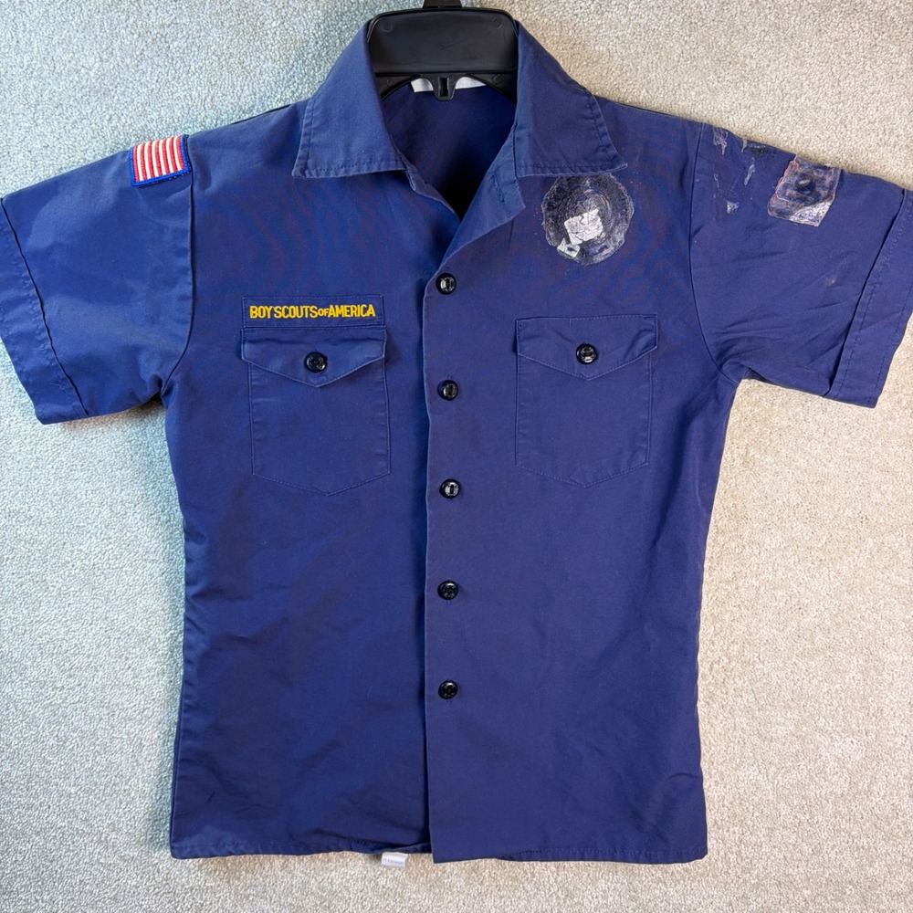 Boy Scouts of America Youth Medium Official Uniform Shirt Short Sleeve‎ Blue